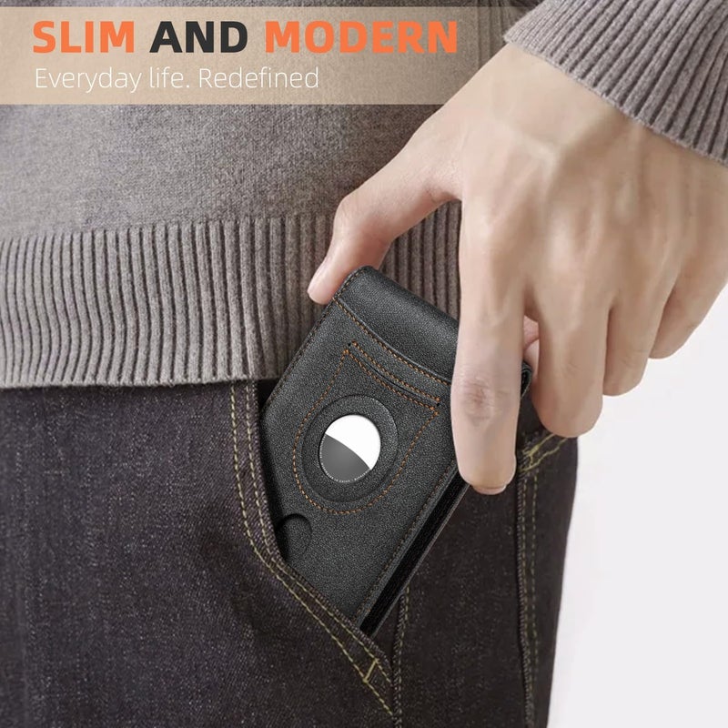 RUNBOX AirTag-Wallet-Mens-Slim-RFID Blocking Wallets Leather with Bill Compartment Air Tag Bifold Card Holder Wallet Gifts for Men Dad - Image 3